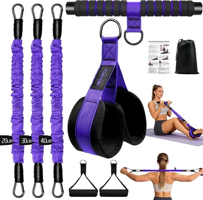 Banda de Resistencia Mejorada con Pedales, 3 Bandas Elásticas Ajustables de 20-90 lbs para Abdomen, Brazos, Piernas y Núcleo, para Mujeres y Hombres