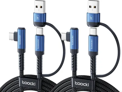 Kabel USB A+C na USB-C 2 w 1, 2m, Szybkie Ładowanie 60W PD, 3A, Prosty - 2 Szt.