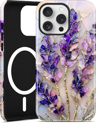 Jusy Vintage kwiatowe etui magnetyczne do iPhone 13 Pro Max, fioletowa lawenda | Najlepsza cena