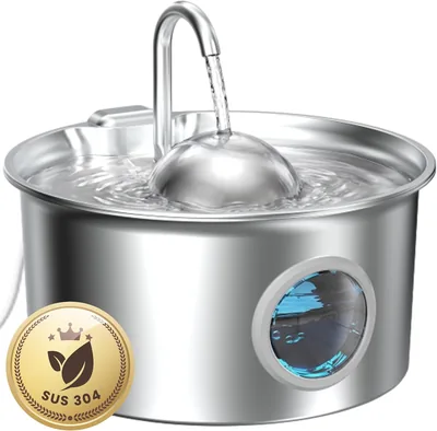 Fountain para Gato de Acero Inoxidable: Bebedero Automático para Gatos - 2.6L