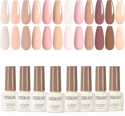 ROSALIND 12 Colores Gel de Uñas UV LED Semi- Permanente Nude Brown | Oferta 40% Descuento