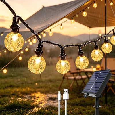 Xcdhemde 12 m 100 LED USB Éclairage extérieur solaire, résistant à l'eau IP65, 8 modes pour jardin, terrasse - Meilleures Affaires