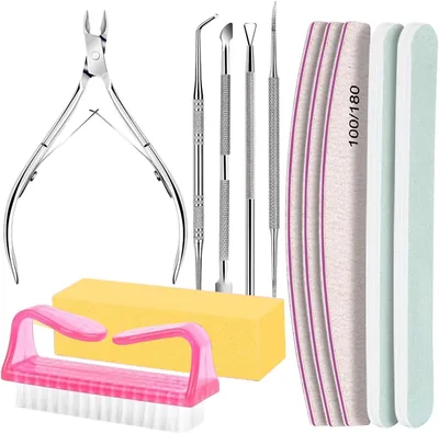 Kit de Manicura Profesional 12 Piezas - Ahorra un 12% | Limas 100/180, Cepillo, Alicate y Empujador