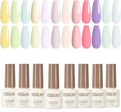 Rosalind UV Semipermanente Esmalte de Uñas 12 Colores Pastel | Gel Macaron de Primavera Verano, Bajo Capacidad