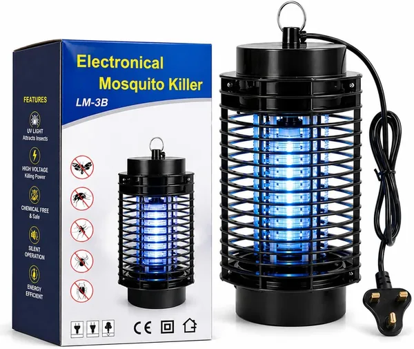 Electronic Mosquito Killer Lamp - 220V with UV Light Bug Zapper Indoor Fly Insect Killer for Kitchen, Patio, Backyard - Machine Electric Anti-Mosquito Device Chemical Free Silent H