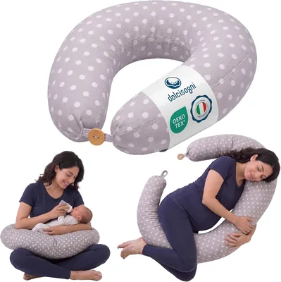 DOLCI SOGNI Almohada Multifuncional para Lactancia y Maternidad | Almohada para Dormir | Cubierta de Algodón Oeko-Tex 100%