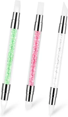 Silicone Nail Art Brush Set - 3 Double Head Gel Carving Pens
