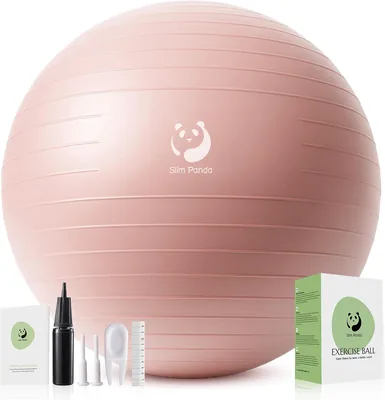 Ballon de Pilates Slim Panda, 55-85 cm, Anti-Dérapant Gymnastique avec Paille d'Inflation, Boule de Yoga Douce pour Personnes Âgées Thérapie