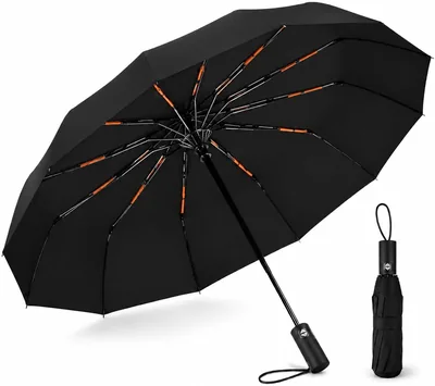 Paraguas Plegable Automático PUBAMALL con Reflectores Naranja, 24 Varillas, Resistente al Viento - Mejor Oferta