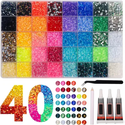 40 Colori 3mm Strass per Tessuti, Kit Bedazzling con Pinzetta e Penna per Punteggiatura di Strass, Brillantini Unghie - 32000 Pezzi