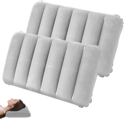LAKVIL 2 Pezzi Cuscini Inflatabili per Spiaggia, Viaggio e Campeggio, Cuscino da Viaggio, Piccolo Cuscino Esterno, Grigio, 47 x
