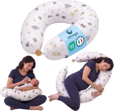 DOLCI SOGNI Cuscino Multifunzione per la Gravidanza e l'Allattamento | Cuscino per Dormire in Gravidanza con Copertura Rimovibile in Cotone OEKO-TEX 100%