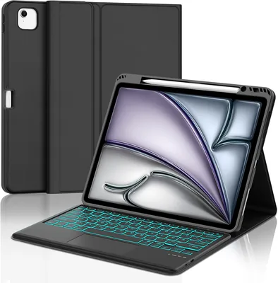 Keyboard for iPad Air & Pro 13" (2018-2022) - 7 Color Backlight, Black