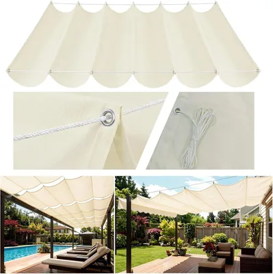 Vattendörr Solsail Retraktabel U-Form UV Blok Polyester Skugga Tak med Tåghar Crema | Best Deal