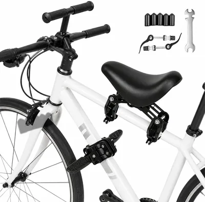 XPJBKC Kids Bike Seat - Adjustable Front Bicycle Seat with Armrest & Folding Pedals Best Deal