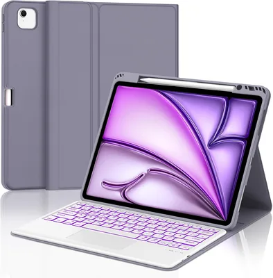 Keyboard for iPad Air 13 & Pro 12.9 (2018-2022) - 7 Colour Backlight, Purple