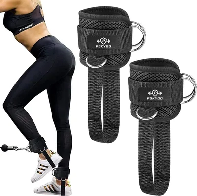 POKYGO 2PCS Tobilleras para Gimnasio Mujer, Correa de Tobillo Reforzada, Anillo en 4 D, Adecuadas para Máquinas de Cable - Mejor Oferta