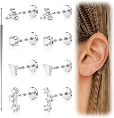 14k Gold Helix Piercing Earrings - Threadless Studs