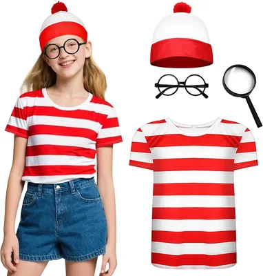 Essestim Red & White Striped Shirt Set Costume with Accessories - Best Deal