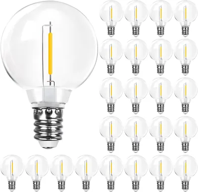 ROMANJOY G40 LED Bulbi per Illuminazione da Basso Voltaggio 24V e Solare, E12 1W Luce Calda 2700K, IP44 Esterno - Pack da 25
