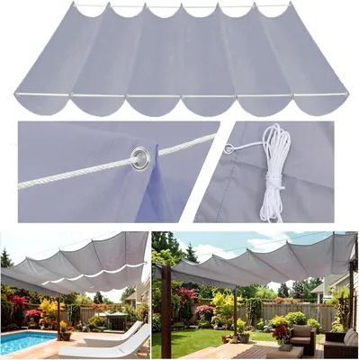 Vattenduk Sun Sail Retraktabel U-Form UV-skydd Polyester Tak över Gräsgärden Korridor Ligt med Tågningar - Best Price