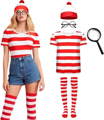 Essestim Red & White Striped Shirt Set Costume Deal