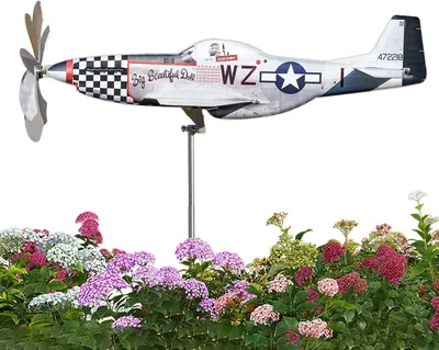 Dynamisk gårdsrörelseprydnad, flygplan vindsnurra - aerodynamisk design, 30x30 cm, väderbeständig