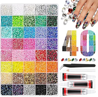 40,000 Pcs Resin Jelly Rhinestones Kit - 40 Colors Flatback Gems