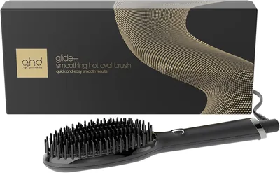 ghd Glide+ Spazzola Anti-Frizz Professionale, Nero | +57% Luminosità, Zero Danni da Calore Estremo, Ceramica