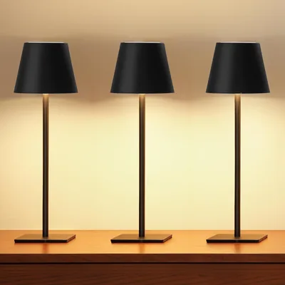 UME 3 Pack Cordless Table Lamp, Rechargeable Waterproof Battery Operated Table Lamp, 3 Colors & Step