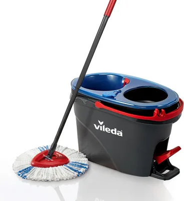 Vileda H2PrO zestaw mop z wiadrem - system 2 zbiorników z funkcją wyciskania | woda czysta i brudna oddzielnie | mop mikrofibrowy | Best Deal