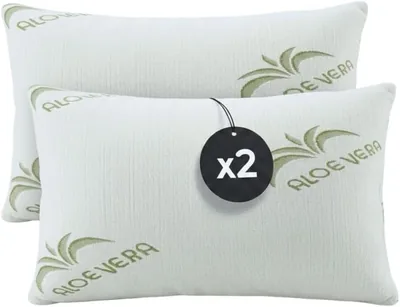 Cuscini Fiber - 2 Cuscini Doppi Extra Soft con Fibra di Poliestere Molto Morbida, Altezza 15 cm