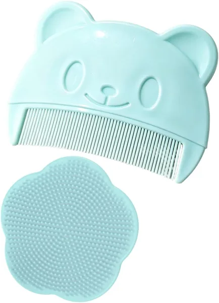 Cepillo para Bebé de 2 Piezas, Cepillo de Baño y Masaje de Escala de Silicona, Cepillo para Bebés Adecuado para Recién Nacidos