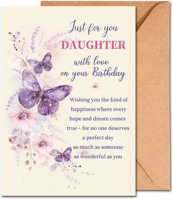 Daughter Birthday Card, Elegant Butterfly Design, Heartfelt Message, 10% Off