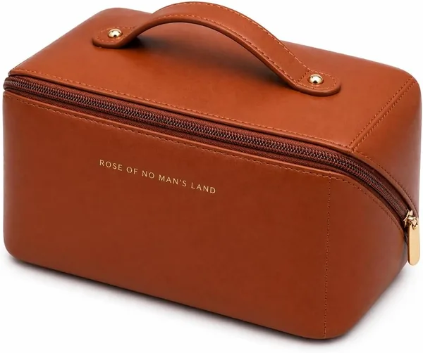 Bolsa Necessaire Feminina Grande Impermeável para Maquiagem Viagem Organizador de Cosméticos Joias e Acessórios, Couro Sintético Resistente Dupla Camada Zíper Reforçado Luxo Alta Capacidade