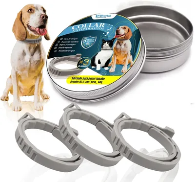 NOVARKA® | Mega Pack de 3 Collares Antiparasitarios para Perros | Contra Pulgas, Garrapatas, Mosquitos y Leishmaniasis | Ajustable y Resistente al Agua