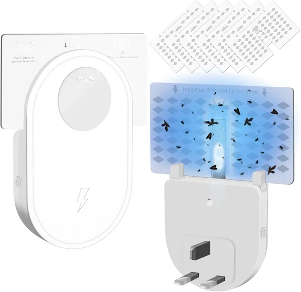 BananaHome Mosquito Killer with Adjustable Brightness Indoor Plug in Mosquito Trap with 6 Reversible Sticky Pads Flying Insect Trap Bug Zapper for Mosquitos Moths Fruit Flies Gnats