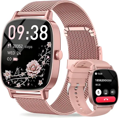 Coioc Smartwatch Donna, 2 Cinturini, Chiamate/Messaggi, Schermo Ultra Chiaro 1.85 Pollici, Monitoraggio Frequenza Cardiaca, Sonno/SpO2, C
