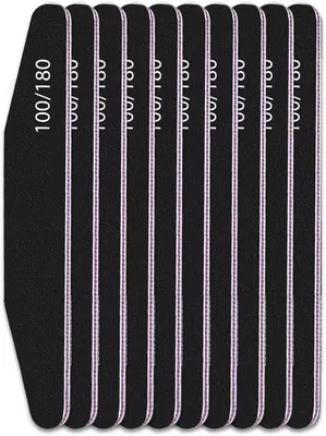 Elzle 10 Pezzi File per Unghie Professionali, 100/180 Doppia Faccia con Mezza Luna Bilaterale, Set Cura delle Unghie Mani