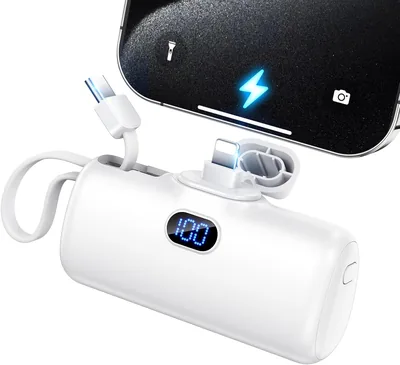 2026年モデル、軽量・超コンパクトモバイルバッテリー、急速充電、スマートフォン充電器、パススルー機能、内蔵 - ベストディール