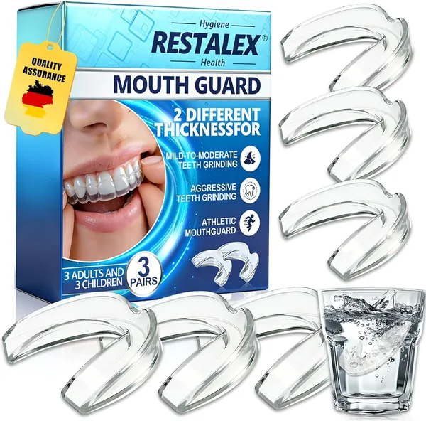6 Pieces 2 Sizes Bruxism Discharge Splints, Sleep Mouthguard, Dental Protection Kit, Reduce Snoring, Improve Sleep and Reusable
