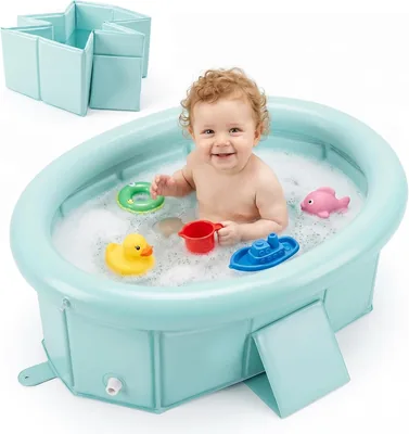 Orzbow Bañera Plegable para Bebés con Parte Inflable, Bañera Portátil para Niños de 6 Meses a 6 Años - 11% de Descuento