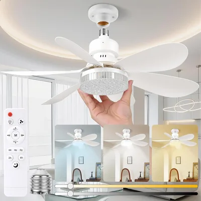 Ventilador de techo con luz y control remoto, 52CM Ventilador silencioso con luz regulable en colores y velocidad
