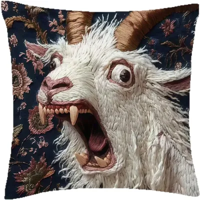 Screaming Goat Pillow - 45cm Humörlig Djup Tål Blevad Fall | Mjuk Pluss Dekorativ Skjelt Kussin Bevarande för Sofa Säng Stol