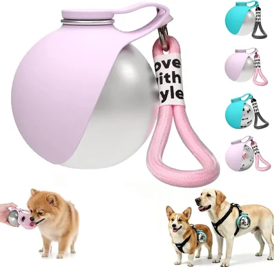 Botella de Agua para Perro 2 en 1, Bebedero Portátil para Perro de Acero Inoxidable 304, Plegable