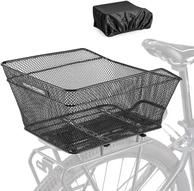 KONG MING Cykelkorg bak - Robust bagagehållare av stål med regnskydd, för cykel och elcykel, perfekt för vardag, inköp och utomhusaktiviteter