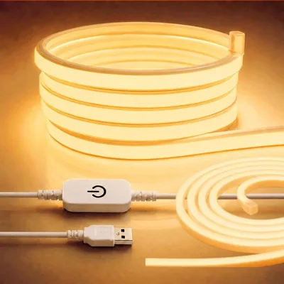 CHARMDOMI Luces LED Neon de 5M, Tira LED Caliente de 600 Leds, Flexibles y Cortables con Silicona, Impermeables IP65