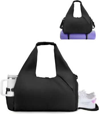 RHDZO Gym Bag Black - Shoe Compartment Duffel