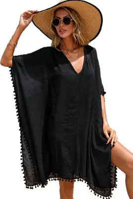 Elegant Viscose Beach Cover Up Women's Crochet Knit Dress Sheer Summer Beachwear