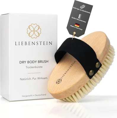 Liebenstein Trockenkörperbürste - Aus Beechholz mit Naturborsten - Körperbürste für Trockenbürsten und Lymphatisches System